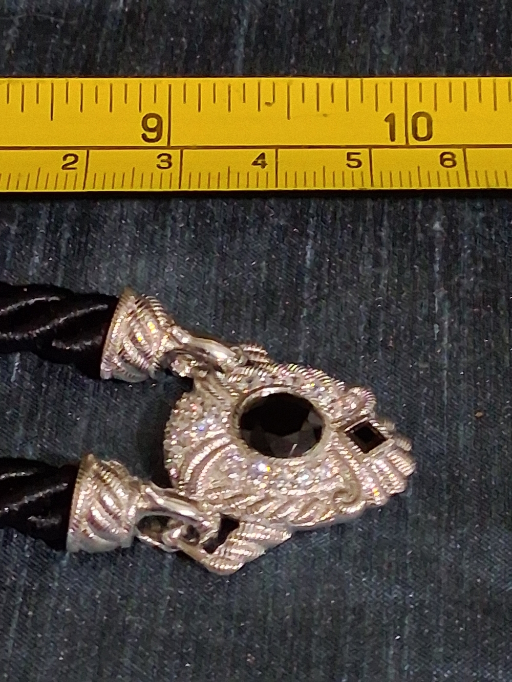 Judith Ripka Sterling Silver Black Stone Cord NecklaceStunning authentic Judith - Picture 5 of 8
